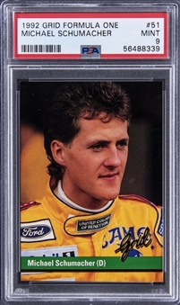 1992 Grid Formula 1 #51 Michael Schumacher Rookie Card - PSA MINT 9